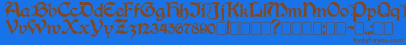 フォントBoisterb – 茶色の文字が青い背景にあります。