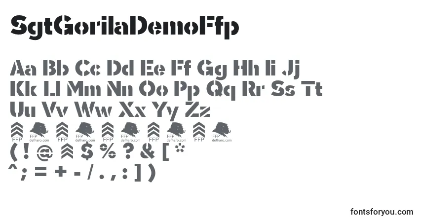 Шрифт SgtGorilaDemoFfp – алфавит, цифры, специальные символы