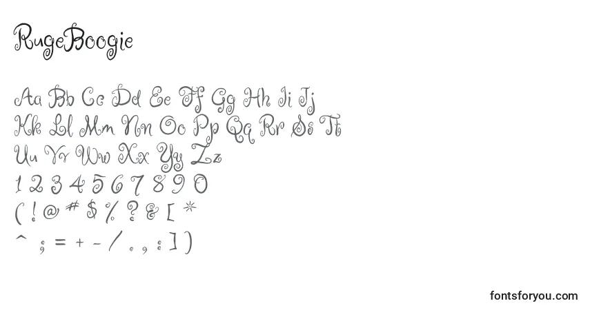 Czcionka RugeBoogie – alfabet, cyfry, specjalne znaki