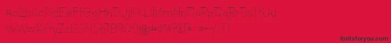 BmdLettersForLearnersLinedDots-Schriftart – Schwarze Schriften auf rotem Hintergrund