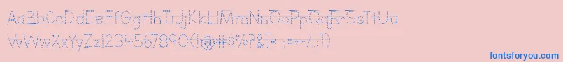 BmdLettersForLearnersLinedDots-Schriftart – Blaue Schriften auf rosa Hintergrund