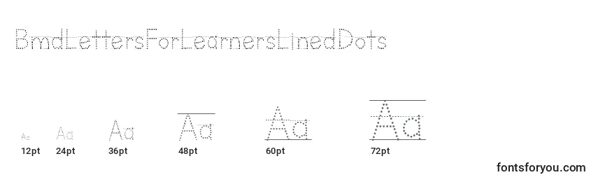 BmdLettersForLearnersLinedDots Font Sizes