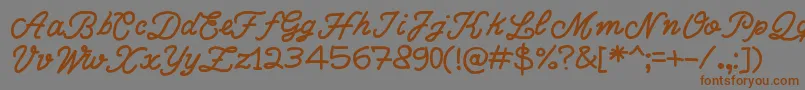 フォントWriteRighScript – 茶色の文字が灰色の背景にあります。