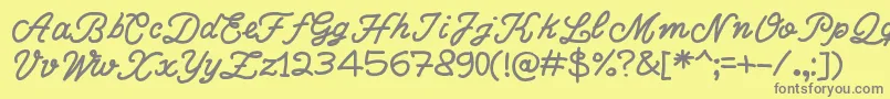 フォントWriteRighScript – 黄色の背景に灰色の文字