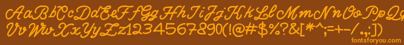 Saiba mais sobre a fonte WriteRighScript Fonte WriteRighScript – fontes laranjas em um fundo marrom