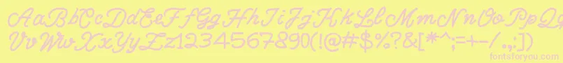 WriteRighScript Font – Pink Fonts on Yellow Background