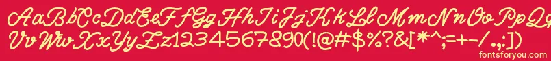 フォントWriteRighScript – 黄色の文字、赤い背景