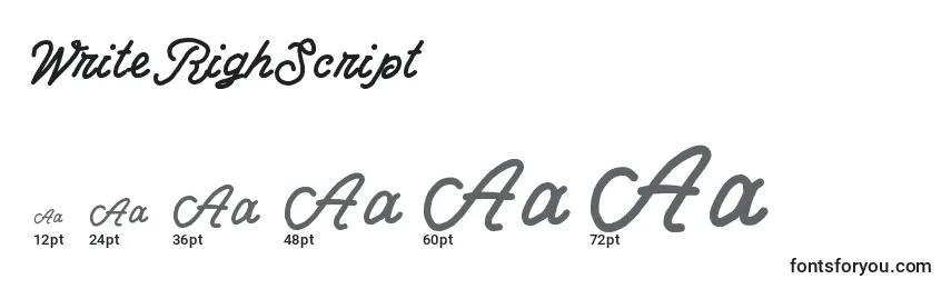 WriteRighScript Font Sizes