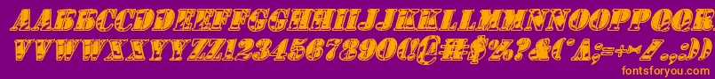 1stcav2i-Schriftart – Orangefarbene Schriften auf violettem Hintergrund