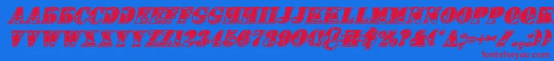 1stcav2i Font – Red Fonts on Blue Background