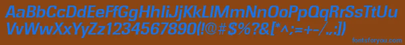 RochesterBoldItalic Font – Blue Fonts on Brown Background