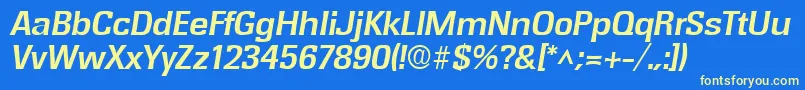 RochesterBoldItalic Font – Yellow Fonts on Blue Background