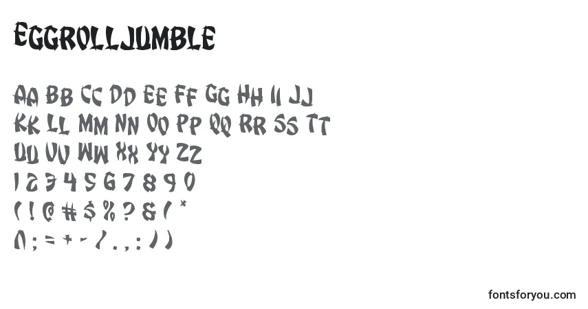 A fonte Eggrolljumble – alfabeto, números, caracteres especiais
