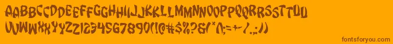 Eggrolljumble-Schriftart – Braune Schriften auf orangefarbenem Hintergrund