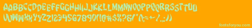Eggrolljumble Font – Green Fonts on Orange Background