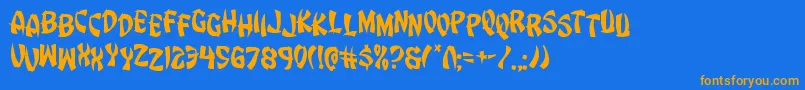 Eggrolljumble Font – Orange Fonts on Blue Background