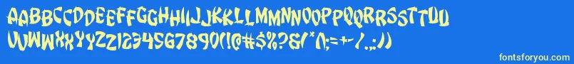 Eggrolljumble Font – Yellow Fonts on Blue Background