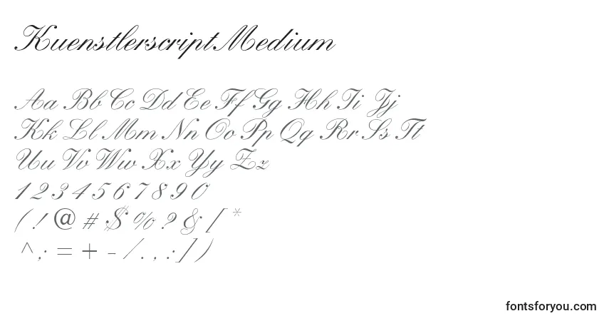 Schriftart KuenstlerscriptMedium – Alphabet, Zahlen, spezielle Symbole