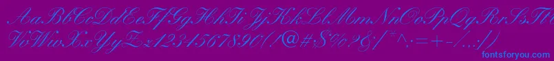 KuenstlerscriptMedium Font – Blue Fonts on Purple Background