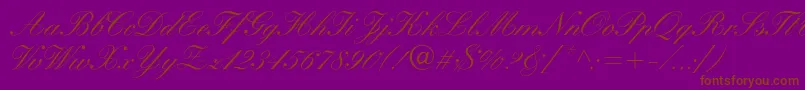 KuenstlerscriptMedium-Schriftart – Braune Schriften auf violettem Hintergrund