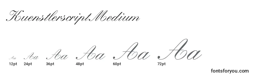 Размеры шрифта KuenstlerscriptMedium