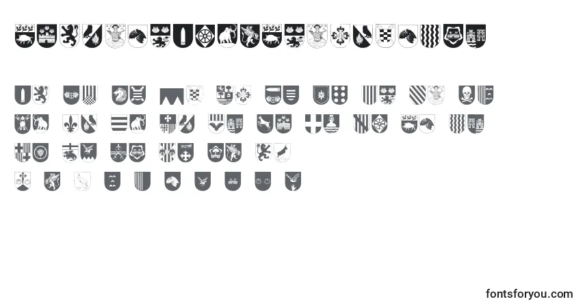 Czcionka SpanishArmyShieldsTwo – alfabet, cyfry, specjalne znaki