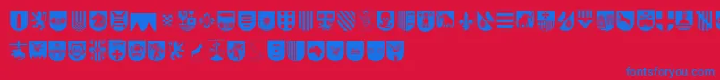 SpanishArmyShieldsTwo Font – Blue Fonts on Red Background