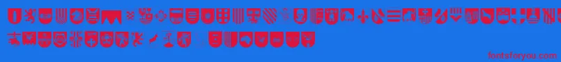 SpanishArmyShieldsTwo-Schriftart – Rote Schriften auf blauem Hintergrund