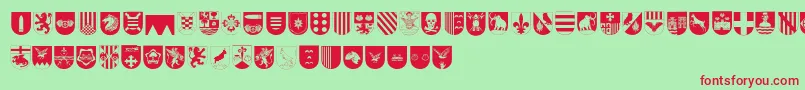 SpanishArmyShieldsTwo Font – Red Fonts on Green Background