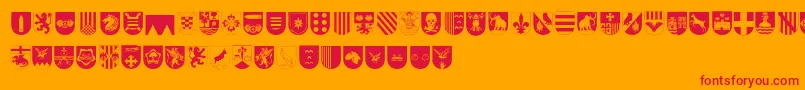 Шрифт SpanishArmyShieldsTwo – красные шрифты на оранжевом фоне