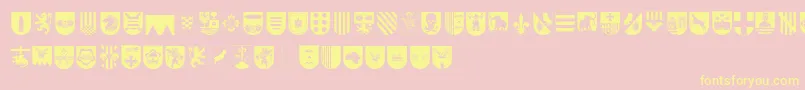 SpanishArmyShieldsTwo Font – Yellow Fonts on Pink Background