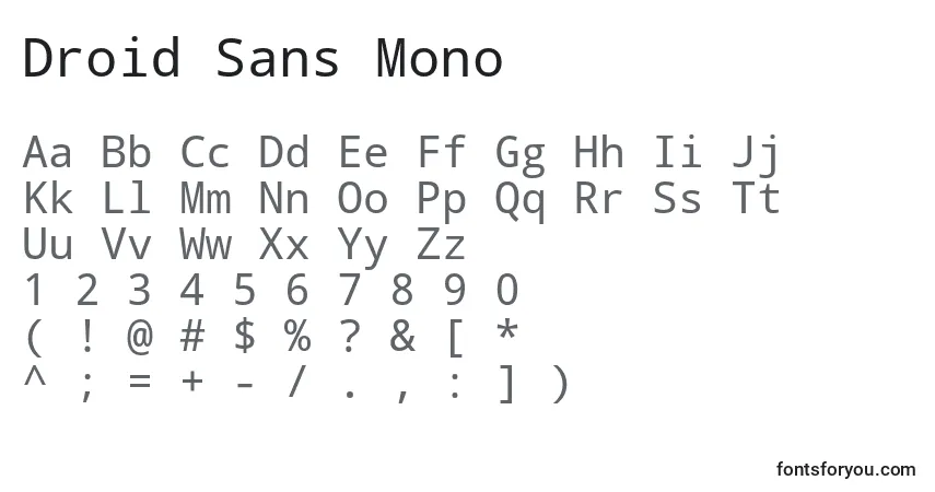 Шрифт Droid Sans Mono – алфавит, цифры, специальные символы