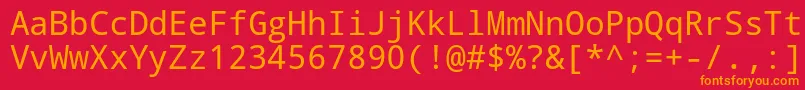 フォントDroid Sans Mono – 赤い背景にオレンジの文字