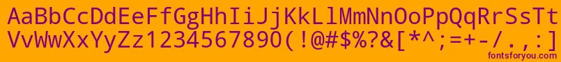 Droid Sans Mono-Schriftart – Violette Schriften auf orangefarbenem Hintergrund
