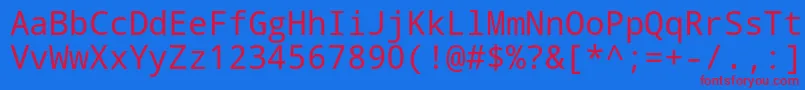 Droid Sans Mono-fontti – punaiset fontit sinisellä taustalla