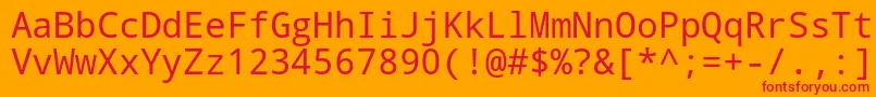 Droid Sans Mono Font – Red Fonts on Orange Background