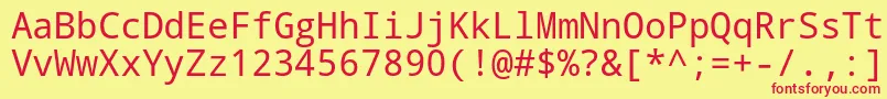 Droid Sans Mono Font – Red Fonts on Yellow Background