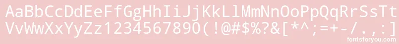 Droid Sans Mono-fontti – valkoiset fontit vaaleanpunaisella taustalla