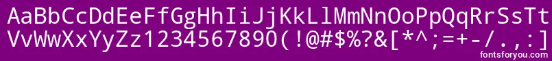 Fonte Droid Sans Mono – fontes brancas em um fundo violeta