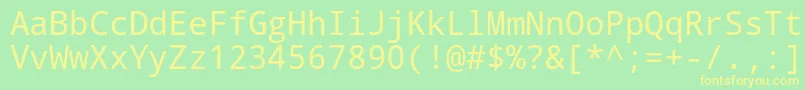 Droid Sans Mono-fontti – keltaiset fontit vihreällä taustalla
