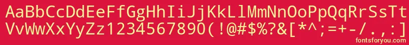 フォントDroid Sans Mono – 黄色の文字、赤い背景