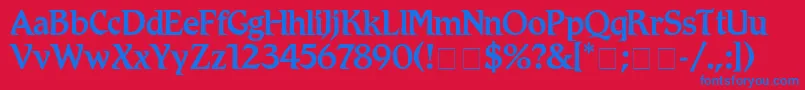 RomicMedium-Schriftart – Blaue Schriften auf rotem Hintergrund