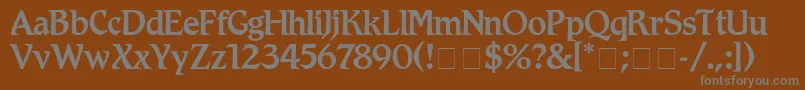 RomicMedium-fontti – harmaat kirjasimet ruskealla taustalla