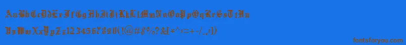 フォントXentype – 茶色の文字が青い背景にあります。