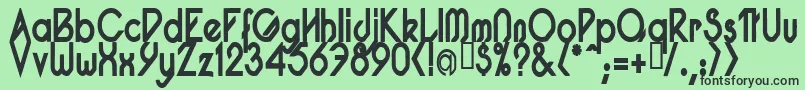 フォントPacotillNarrowBod – 緑の背景に黒い文字