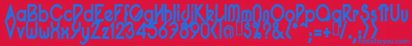 フォントPacotillNarrowBod – 赤い背景に青い文字