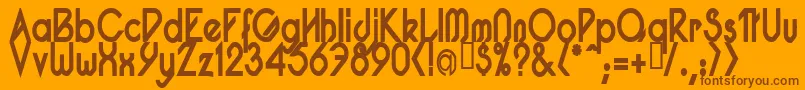 PacotillNarrowBod-Schriftart – Braune Schriften auf orangefarbenem Hintergrund