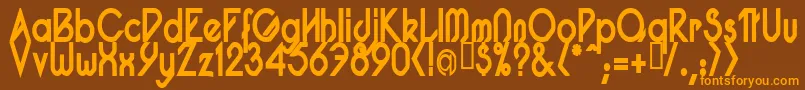 PacotillNarrowBod-Schriftart – Orangefarbene Schriften auf braunem Hintergrund