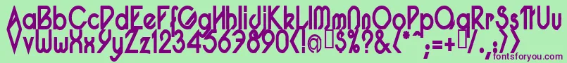 フォントPacotillNarrowBod – 緑の背景に紫のフォント