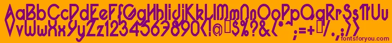 PacotillNarrowBod-Schriftart – Violette Schriften auf orangefarbenem Hintergrund